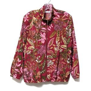 RETRO Blair Pink Floral Mock Neck Light Jacket L